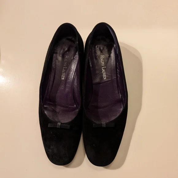 RALPH LAUREN Purple Label Women's Black Suede Ballet Flats | 6 B - Picture 1 of 6